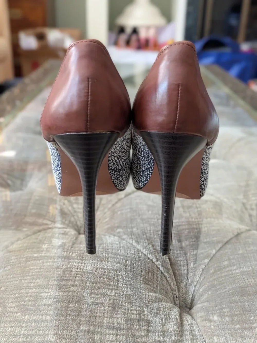 Lela Rose for Payless Tweed Peep Toe Bow Platform Pumps Size 8